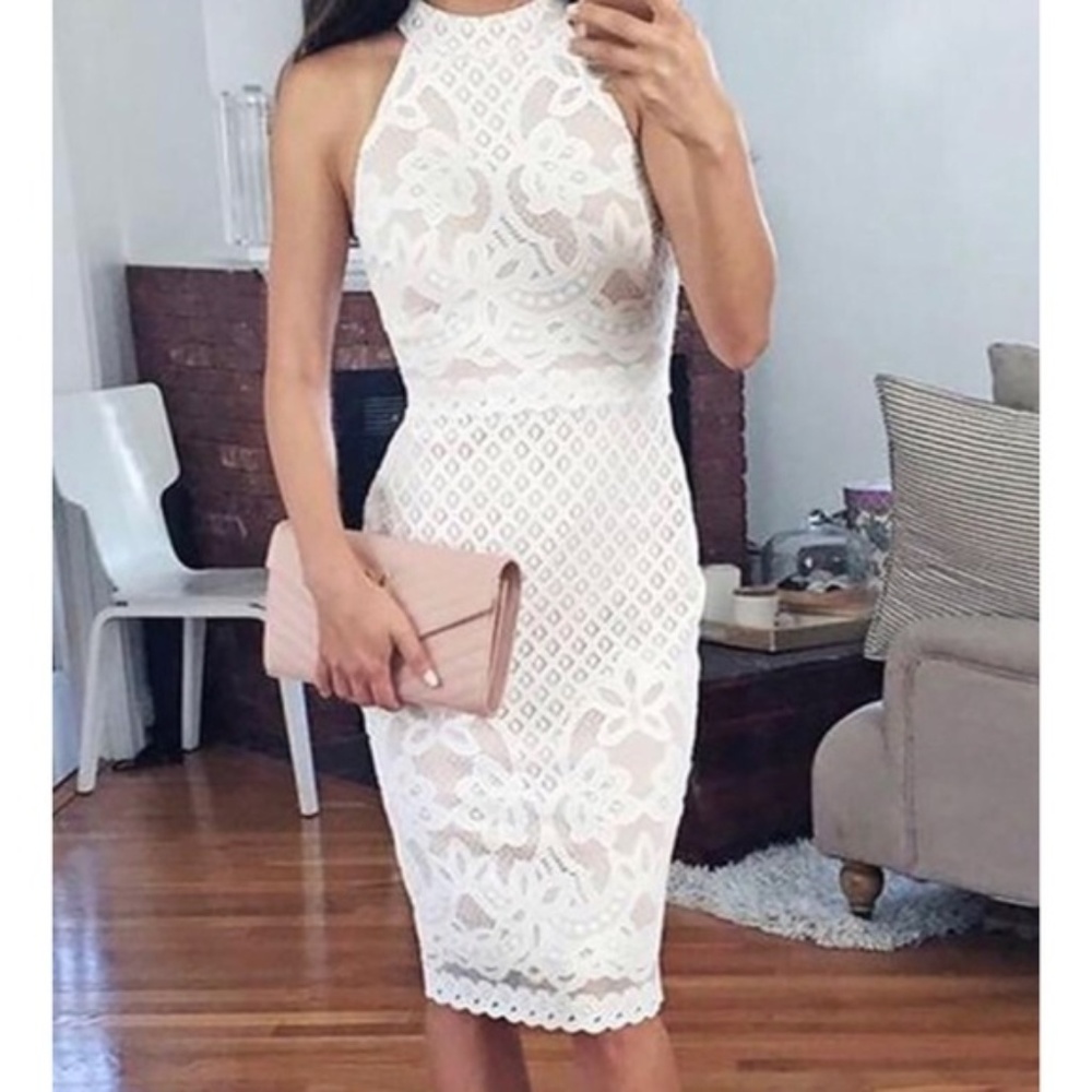 ASOS White Lace Midi Dress - Size 4 Petite